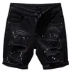 Summer Luxury Kpop Mens Y2K streetwear jeans strappato designer di inchiostro a trattare inchiostro un ragazzo in difficoltà di denim nera shorts 240411
