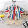 Clothing Sets New Kids Boys Girls Summer Clothes Cotton Colorful Strips Sports Infant Shirt Shorts Children Clothing Tracksuits Set 0-5 Years