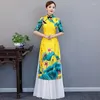 ملابس عرقية AO Dai Long Cheongsam التقليدية الصين الحزب Qipao Robe Oriental Womens Elegant Sealt Dress Vestido plus size S-5XL