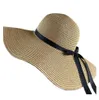 Femmes039s Big Brim Sun Hat souple pliable Bownable Bowknot Paille Summer Beach6049760