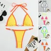 Women's Swimwear 2 Pcs/Set Women Bikini Set Three-point Exposed Backless Halter Neck Swimming Lace Up Faux Pearl Lady Swimsuit