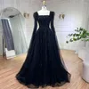 Sukienki imprezowe Serene Hill Luxury Dubai linia niebieskie rękawy z peleryny pióra z koralikami suknie wieczorowe 2024 For Women Wedding La72236