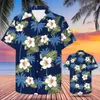 Mäns avslappnade skjortor hawaiianska skjortor för män främmande huvudtryck gröna och svarta skjortor strand kort ärm sommaren avslappnad knapp upp hawaii skjortor 240424