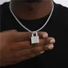 Ketens mirco cz verharde slotvorm hanger mannen hiphop ketting met Cubaanse ketting kubieke zirkoon rock rapper sieraden