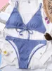 Frauen Badebekleidung Zafille Sexy Bikini 2024 Tube Top Blue Diamond Schnallen Bikinis Push Up Badeanzug 2 Stück weiblicher Strandbekleidung