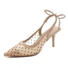 Élégants sandales françaises à talons fées féelles de vents ponctuels de chaussures de rubbon pointu les tongs pour femmes talons stiletto sandles 240228