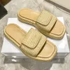 Halm toffel plattform sandal lyx designer sko sommar kvinnor mule loafer sandale skjutreglage utomhus triangel sommar strand slide casual skor