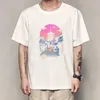 Męskie koszulki pagoda fala estetyka japońska strtwear t shirt men hip hop zabawna koszulka Summer Short Slve Tshirt harajuku bawełna ts nowy t240425