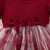 Mädchenkleider Kleid für Kinder 3 Monate -3 Jahre alte süße Schmetterling Stickerei Mesh Rüschenverkleidung Bogenfront Prinzessin formelle Kleider D240425