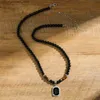 Colliers pendants perles noires Collier pendentif carré Collier pour hommes Collier 2023 Bijoux de mode pour hommes Decoration Cadeau Q240426