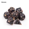 Gambling 7 Pcs All Kinds of Color Dragon Metal Dice Hollow Metal Polyhedral Dice Set Suitable for RolePlaying RPG Board Game Card Game