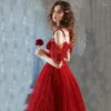 Robes de fête Fashion Young Ladies Performance Occasion formelle Dress Femmes Long Tulle Prom Femme Soirée froide Shoudler Robe