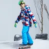 Zet kinderen ski -pakken voor meisjes jongens winter thermische snowboarden skiesets verdikkende katoen buiten sport sneeuw kleding broek