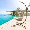 Camp Furniture Indoor Outdoor Swing Egg Chair With Stand Hanging Basket Nest Cushion And Pillow Wicker Folding