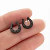 Bolzenohrringe Edelstahl Ohr Piercing Black einfache Hufeisenmondstar für Frauen tragus Schmuck 2024