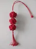 Dekoracyjne figurki chińskie rzemieślnicze ręczne ręczne roboty na drutach wysokiej klasy czerwony kwiat lotosu feniks feniks z frędzle wisiorek wiszący specjalny prezent