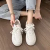 Casual Shoes For Women 2024 Summer Lace Up Women's Vulcanize Solid Color Grid Sport Ladies Breathable Sneakers