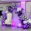 Party Decoration 1Set Purple White Balloon Arch Metallic Silver Balloons Garland Kit Ballon Wedding Decor Birthday Dusch