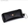 Sunglasses Cases Accessories Black optical glasses box bag with metal buckle PU leather sunglasses glass Q240426