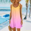 Casual klänningar gradient tryck kort sommar för kvinnor 2024 kvinnors strand sundress strandkläder täckning semester camis klänning