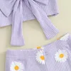 Kledingsets Toddler Girl -kleding 18 24 maanden 2t 3t 4t 5t geribbelde gebreide schattige boog cami top daisy flard pants lente zomer outfits