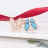 Les experts de la mode recommandent des bijoux nouveaux papillons turquoise bleu or complet polyvalent simple et avance avec Vnain commun