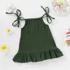 Girl's Dresses 1-5 Years Old Kid Girl Summer Breathable Cotton Slip Dress Adjustable Solid Color Halter Dress Toddler Girl Holiday BeachweaL2404