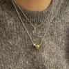 Pendants Chozon S925 Collier en argent sterling double balle simple niche chic personnalité bijoux accessoires de fille Clicle cha