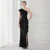 Runway Dresses YIDINGZS Elegant One Shoulder Gold Sequin Dress Women Slit Evening Dress 2022 Party Maxi Dress Long Prom Dress Y240426