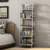 Bookshelf, Ladder Shelf, 5 Tier Bamboo Bookcase, Modern Open Book Case for Bedroom, Living Room, Office, BC-238 White