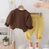 Kleidungssets Frühling Herbst Neue Jungen Kleidungsstücke Langarm runden Halsbrief Sweatshirt + Schweißhosen Kinder -Freizeitkleidung