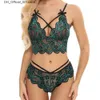 Sexy set dames sexy ondergoed kanten split Solid Color Gauze Fun Set Exotism Lace Doll Q240426