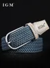 Canvas Woven Belt Mens Non-Hole Elastic Belt Male Students Young People All-Match Jeans with Fashion 240422