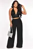 Kvinnors tvåbitar byxor Spring Summer Sexy Two Piece Set Women Fashion Sequins Halter Tank Top Wide Leg Pants Two Piece Set Women Y240426