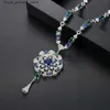 Colliers pendants Luoteemi Luxury Long Collier AAA Cumbic Zirconia Elegant Flower Sweater Collier Fashion Bijoux Womens High Quality Q240426