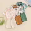 Kledingsets Kinderkleding Outfit Zomerjongen Korte mouw Bladeren Deer Tijger Print Shirt Shorts Sets Kinderkleding 6m-4Y