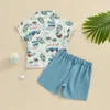 Kläduppsättningar småbarnskläder baby pojke shorts set haiian outfit spädbarn pojke kort hylsa skjorta topp shorts kostym sommaren barnkläder