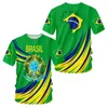 Herr t-shirts brasilianska herr t-shirt o nack kort slve mode fiag tryck cool strtwear överdimensionerad lös skjorta camisa brasil manliga kläder t240425