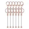 Krokar 6 datorer Beadable KeyChain Bars Blanks Pärl Metal Pärled för DIY Pendant Crafts Smycken Making Rose Gold