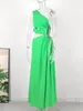 Abiti casual 2024 Fashion One Spalla Verde Verde Donne Donne Grow Out BodyCon Summer Sight Slip Wedding Party Vestidos Mujer