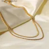 Anhänger Halsketten UWorld Einfacher Schmuck 18K Gold plattiert flach Schlangenkette Schicht Halskette Edelstahl Schlangenseile Kette Halskette Gift Q240426