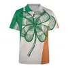 Heren Polos St. Patrick's Day 3D Print Polo Shirt For Men Women Green Shamrocks Graphics Short Sheeves Tees Overe oversized knop Shirts