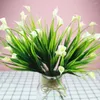 Flores decorativas Mini calla artificial com folhas verdes Lily Aquatic Plants Home decoração Decoração de casamento de flores