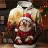 Men's Hoodies Funny Christmas Dignified Dog Graphic Sweatshirts Fashion Xmas Tree Snowflake Girl Pullovers Casual For Men Clothes Tops