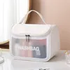 Yeni yarı saydam kozmetik çanta pvc buzlu yıkama torbası taşınabilir büyük kapasiteli depolama torbası PU flip taşıma çantası