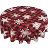 Table Cloth Christmas Round Table Cloth Santa Claus Snowman Snowflake Decoration Red Table Cloth Family Kitchen Picnic Party 240426