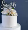 Rhinestones Sweet 16 Cake Topper Boy Girl Girl 16 ° compleanno Anniversario Centrotavola DECORAZIONE DEGIFICA PROPRIETÀ SILVER5904249
