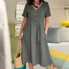 Casual Dresses for Women 2024 Plus Size Womens Fashion Button Up Shirt Dress Cotton Summer Vestidos Elegantes Feminino