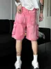 Heren jeans American High Street Pink Wear Tool Denim Shorts Heren Ins Retro Wash Shorts Trdy Shorts Hip Hop Loose Shortsl2404