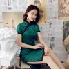 Casual Dresses Slim Cheongsam Thin Women Autumn Bodycon Button Floral Handmade spets tryckt klassiskt mode